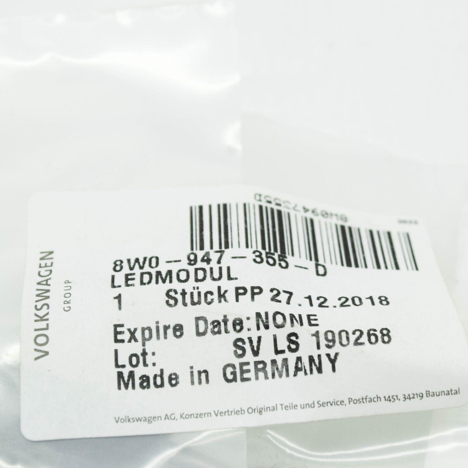 NEW AUDI A4 B9 AVANT FRONT RIGHT DOOR MODULE 8W0947355DM ORIGINAL 6 NEW AUDI A4 B9 AVANT FRONT RIGHT DOOR MODULE 8W0947355DM ORIGINAL - Image 6