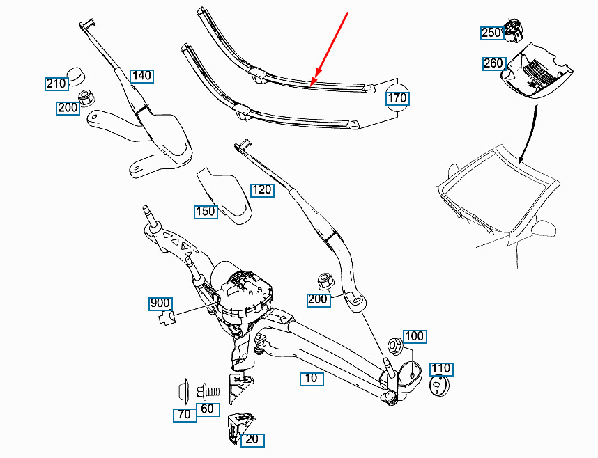 NEW MERCEDES-BENZ C-CLASS W204 FRONT WIPER ARM SET A2048202300 2010 ORIGINAL 6 NEW MERCEDES-BENZ C-CLASS W204 FRONT WIPER ARM SET A2048202300 2010 ORIGINAL - Image 6