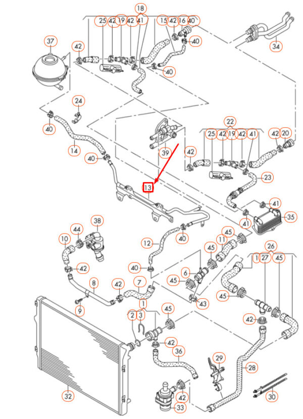 NEW AUDI A3 8P ENGINE COOLANT PIPE WITH BRACKET 06F145317H ORIGINAL - Image 6