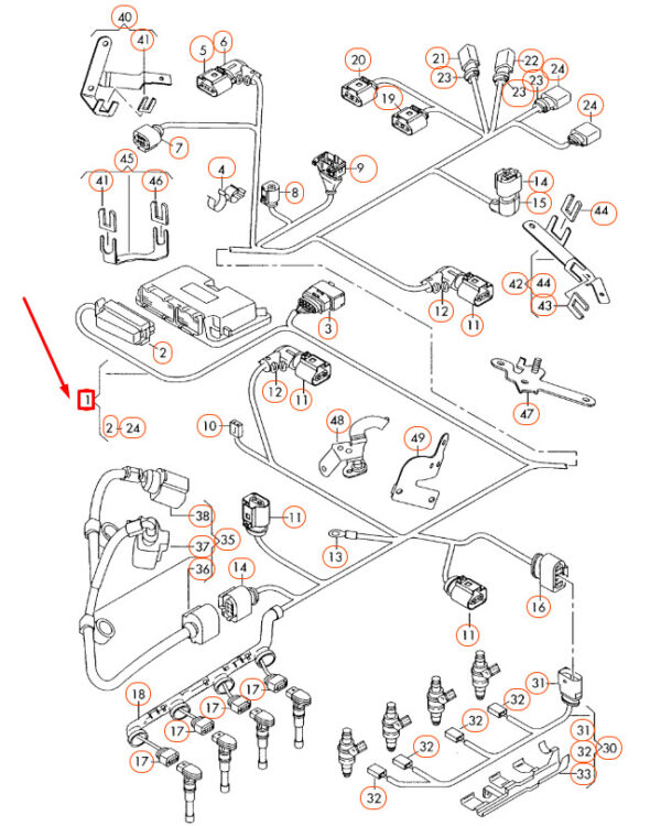 NEW VOLKSWAGEN PASSAT B6 ENGINE WIRING SET 06J971604A ORIGINAL - Image 6