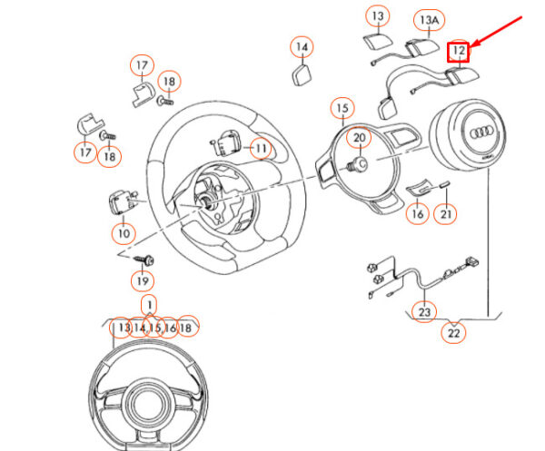 NEW AUDI A3 8P STEERING WHEEL MULTIFUNCTION BUTTONS 8J09515275PR ORIGINAL - Image 6