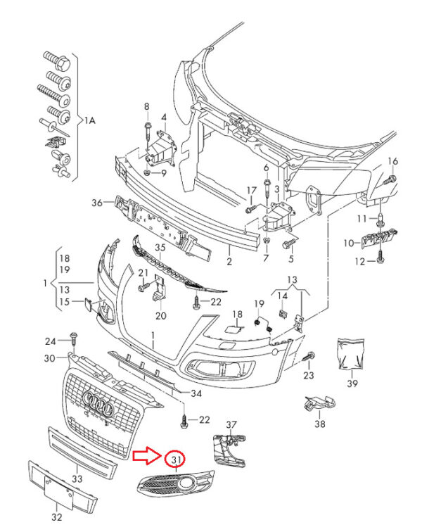 NEW AUDI A3 RS3 8P FRONT BUMPER RIGHT LOWER GRILL 8P0807682LT94 8P0807682L T94 - Image 8