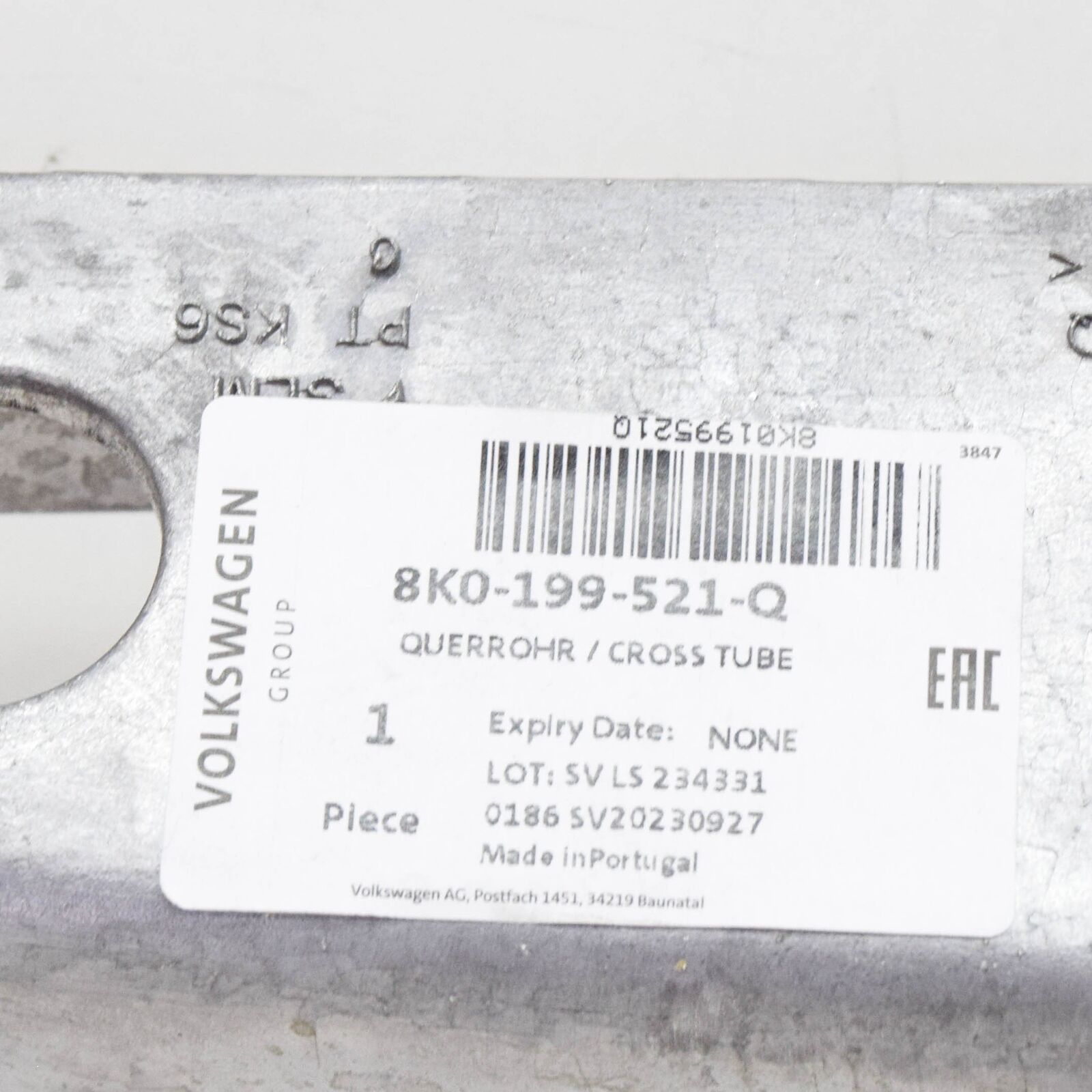 NEW AUDI A4 B8 FRONT SUBFRAME MEMBER MOUNT CROSS TUBE 8K0199521Q ORIGINAL 6 NEW AUDI A4 B8 FRONT SUBFRAME MEMBER MOUNT CROSS TUBE 8K0199521Q ORIGINAL - Image 6