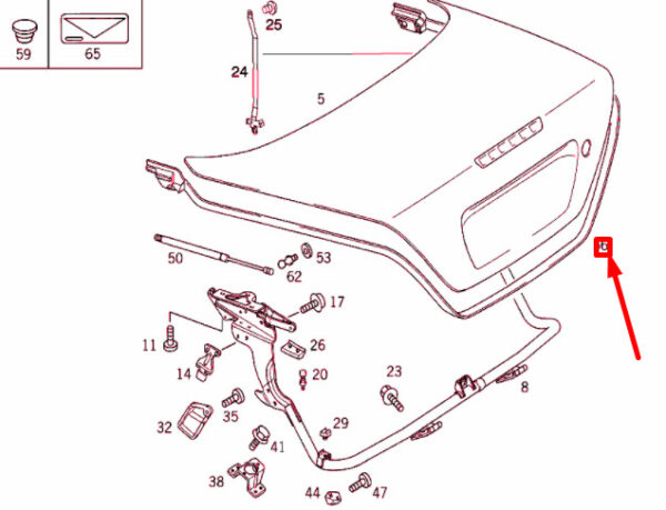NEW MERCEDES-BENZ SLK R170 REAR LID SEAL A1707500098 ORIGINAL - Image 6