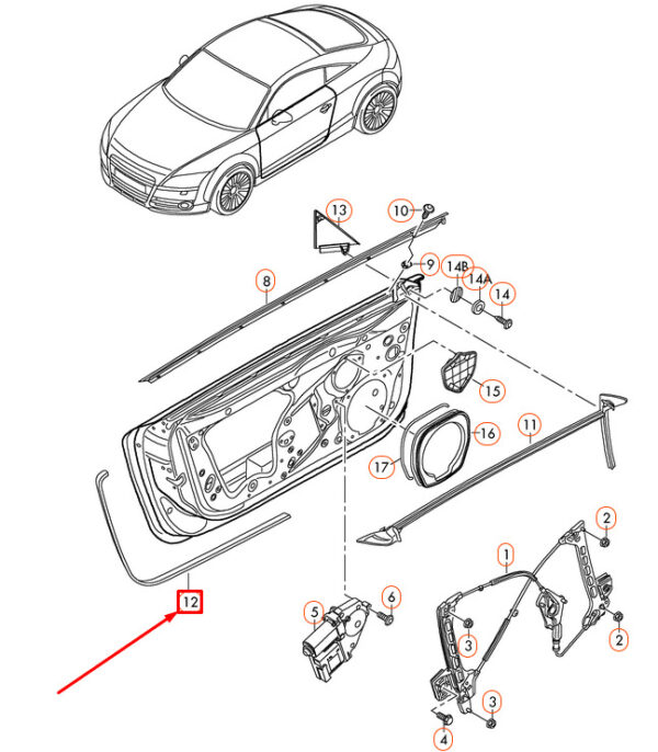 NEW AUDI TT 8J MK2 FRONT RIGHT INNER DOOR SEAL 8J0837718A - Image 8