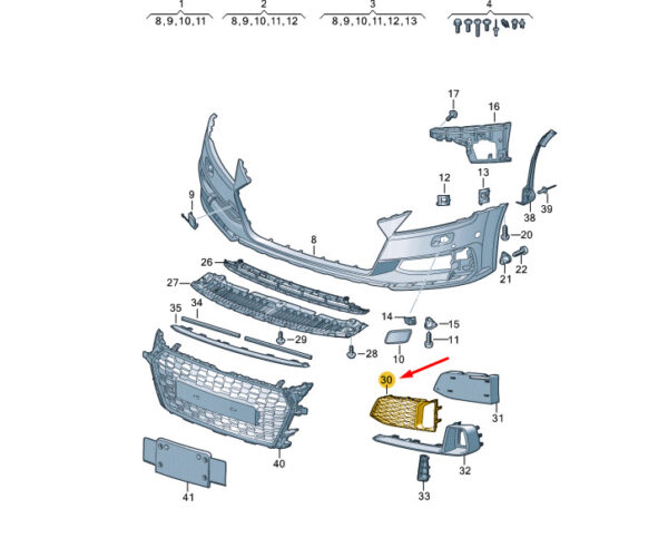 NEW AUDI TT FV MK3 FRONT BUMPER RIGHT AIR GUIDE GRILLE 8S0807682H9B9 - Image 8