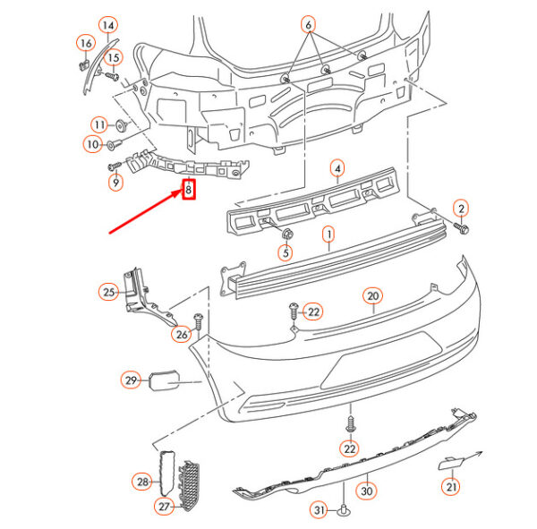 NEW VW SCIROCCO MK3 REAR BUMPER BRACKET MOUNT LEFT SIDE 1K8807393D - Image 8