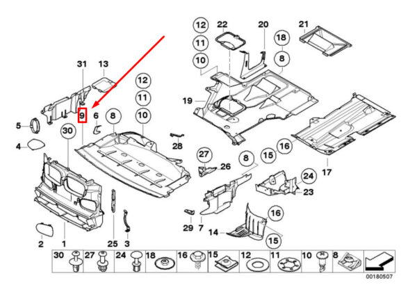 NEW BMW 5 E39 FRONT ENGINE COMPARTMENT SCREENING 8159980 51718159980 ORIGINAL - Image 6