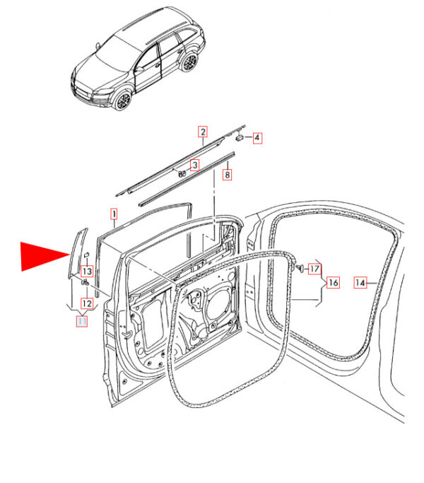 NEW AUDI Q7 4L FRONT LEFT DOOR EXTERIOR B PILLAR TRIM 4L0837901A1P9 - Image 8