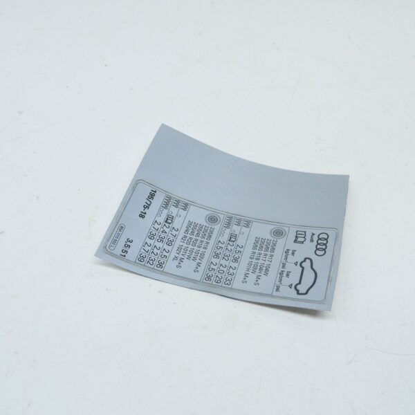 NEW AUDI Q5 FY 80A TYRE PRESSURE DATA PLATE STICKER 80A010502L ORIGINAL - Image 6