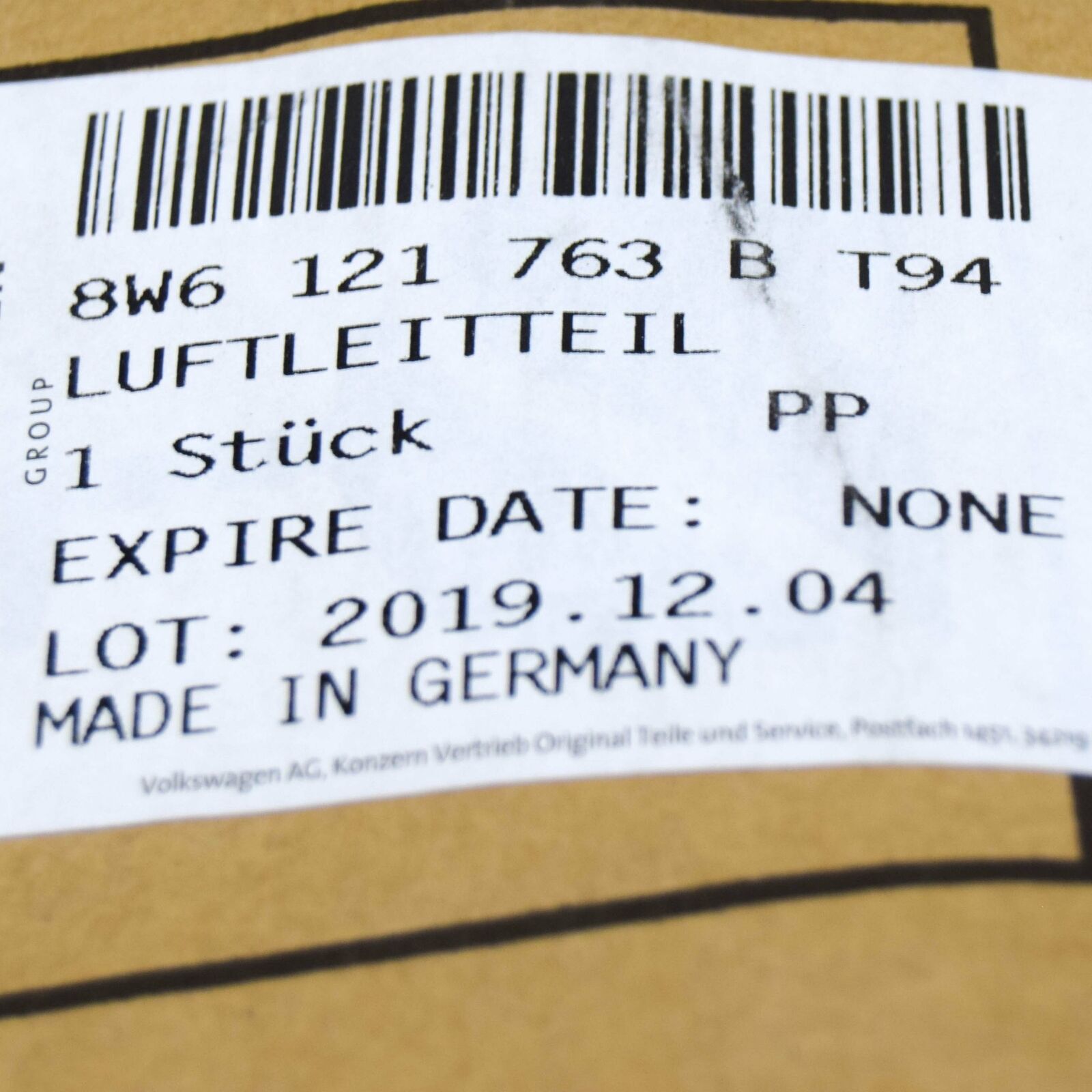 NEW AUDI A5 CABRIO 8W6 FRONT LEFT AIR BRAKE DUCT 8W6121763BT94 8 NEW AUDI A5 CABRIO 8W6 FRONT LEFT AIR BRAKE DUCT 8W6121763BT94 - Image 8