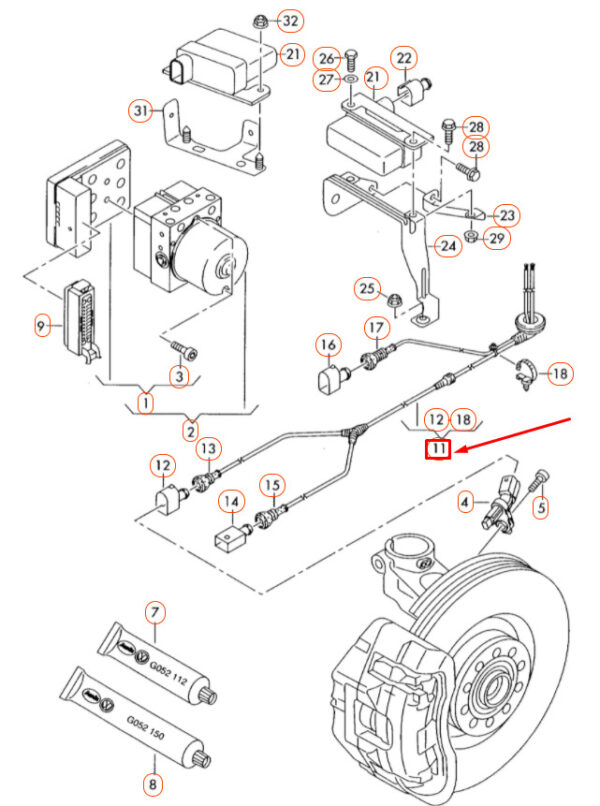 NEW AUDI A3 8P FRONT LEFT ABS SENSOR WIRING HARNESS 1K0927903J - Image 8