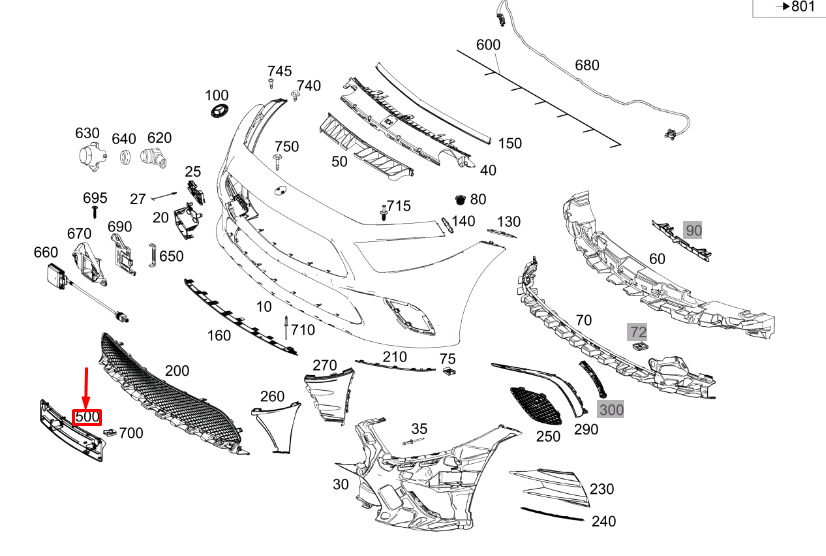 NEW MERCEDES-BENZ CLS C257 FRONT BUMPER LICENSE PLATE HOLDER A2578802200 6 NEW MERCEDES-BENZ CLS C257 FRONT BUMPER LICENSE PLATE HOLDER A2578802200 - Image 6