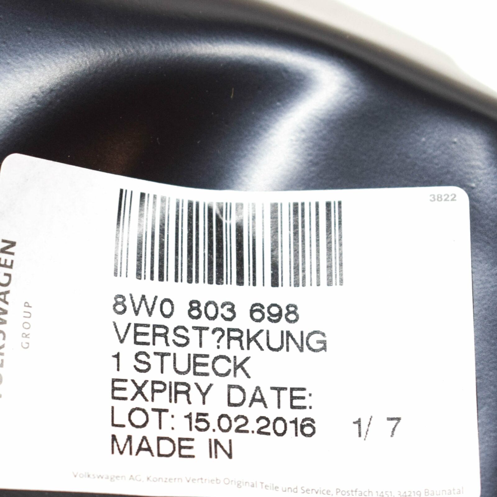 NEW AUDI A4 B9 FRONT CENTER RIGHT FLOOR PAN REINFORCEMENT 8W0803698 8 NEW AUDI A4 B9 FRONT CENTER RIGHT FLOOR PAN REINFORCEMENT 8W0803698 - Image 8