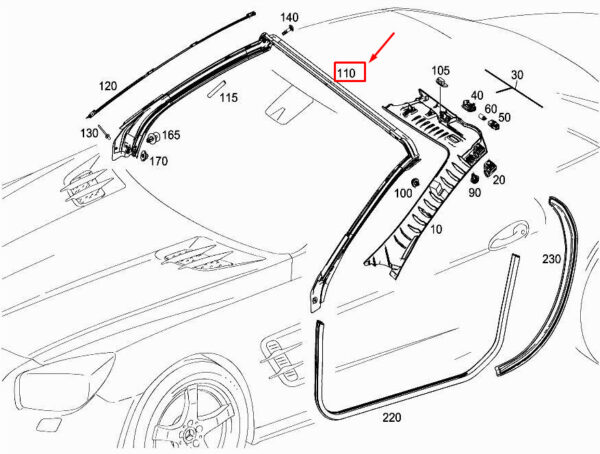 NEW MERCEDES-BENZ SL R231 FRONT WINDSHIELD SEALING A2317200078 ORIGINAL - Image 6