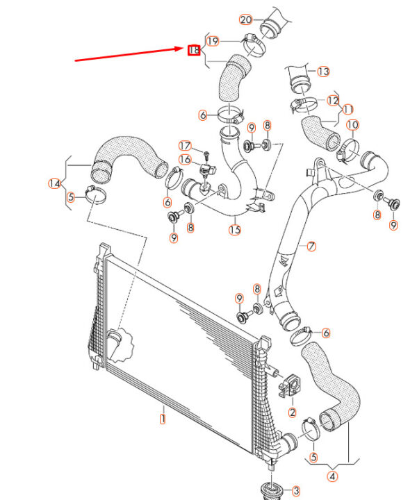 NEW VOLKSWAGEN PASSAT B8 CHARGE AIR COOLER PRESSURE HOSE 6C0145838A - Image 8