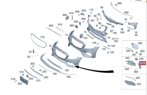 NEW MERCEDES-BENZ E W213 AMG FRONT LEFT BUMPER SPOILER TRIM A2138850105 ORIGINAL - Image 6