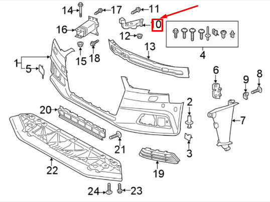 NEW AUDI A4 B9 FRONT RIGHT BUMPER COVER SUPPORT RAIL 8W0807284 8 NEW AUDI A4 B9 FRONT RIGHT BUMPER COVER SUPPORT RAIL 8W0807284 - Image 8