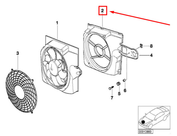 NEW BMW Z3 COUPE E36 A/C CONDENSER FAN SHROUD 64548362430 8362430 ORIGINAL - Image 6