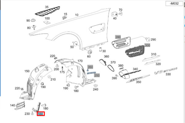 NEW MERCEDES-BENZ AMG GT C190 FRONT RIGHT WHEEL ARCH COVER A1908840400 ORIGINAL - Image 7