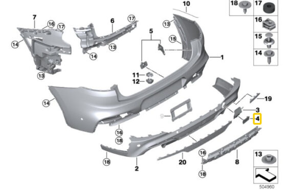 NEW BMW X4 G02 M REAR CENTER GRILLE TRIM 51128089504 ORIGINAL - Image 7