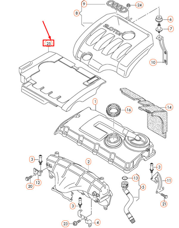 NEW AUDI A3 8P ENGINE INTAKE MANIFOLD COVER 03G103907 ORIGINAL - Image 7