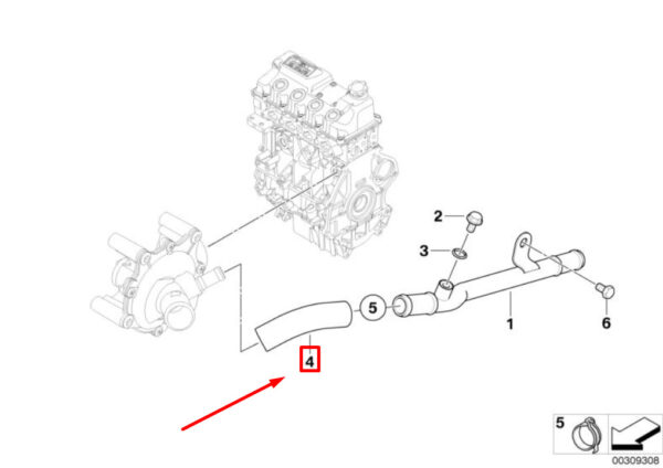NEW MINI S CABRIO R52 ENGINE COOLANT HOSE CONNECTION 11537509199 7509199 - Image 7