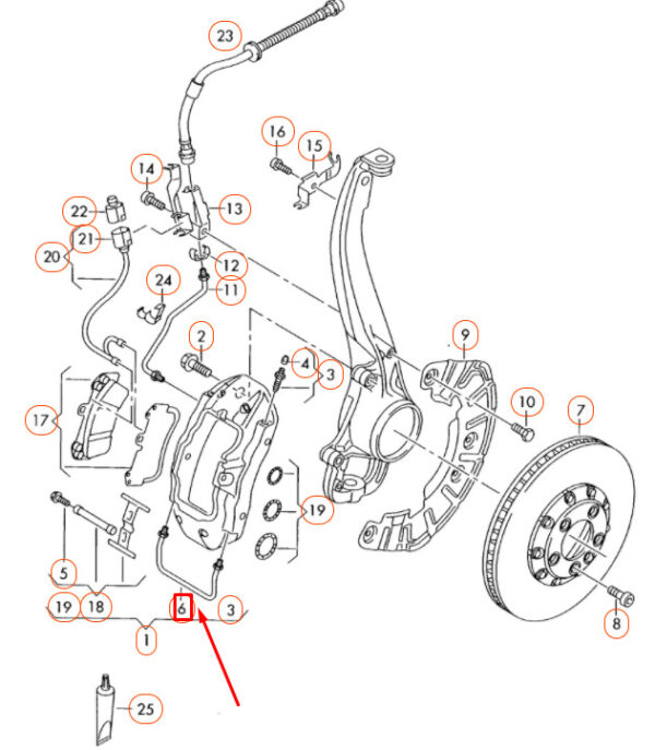 NEW AUDI Q7 4L FRONT BRAKE CALIPER CONNECTING PIPE LINE 7L0615701A ORIGINAL - Image 7