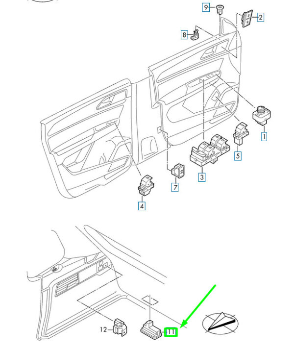 NEW VOLKSWAGEN TIGUAN AD MK2 REAR LID OPEN SWITCH 3G0959831BWHS ORIGINAL - Image 7