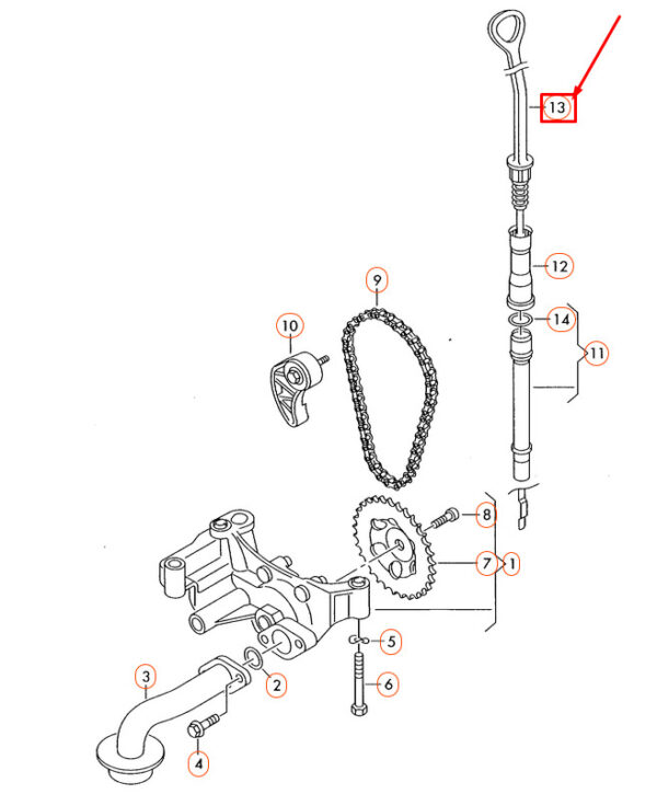 NEW AUDI A4 8E B7 OIL DIPSTICK 06B115611M ORIGINAL - Image 7