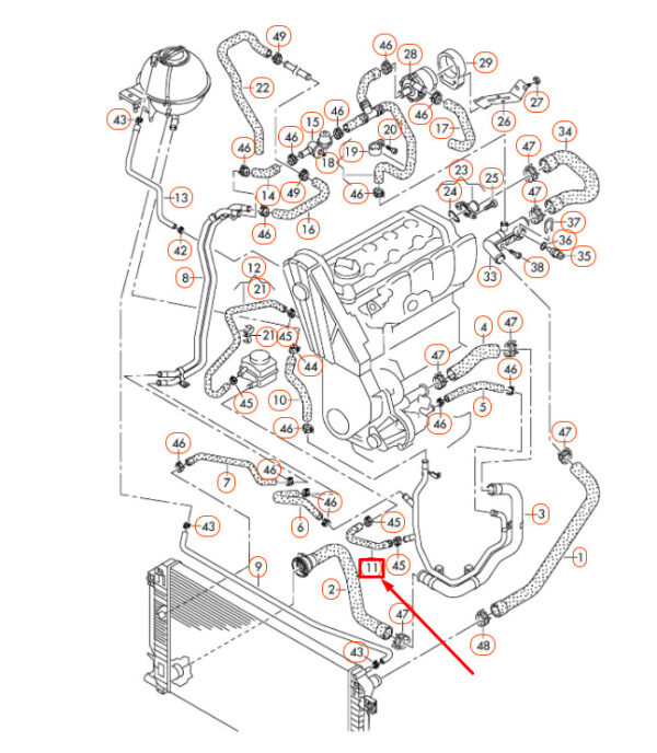 NEW VOLKSWAGEN CRAFTER MK1 2E ENGINE COOLANT HOSE 076121096D ORIGINAL - Image 7