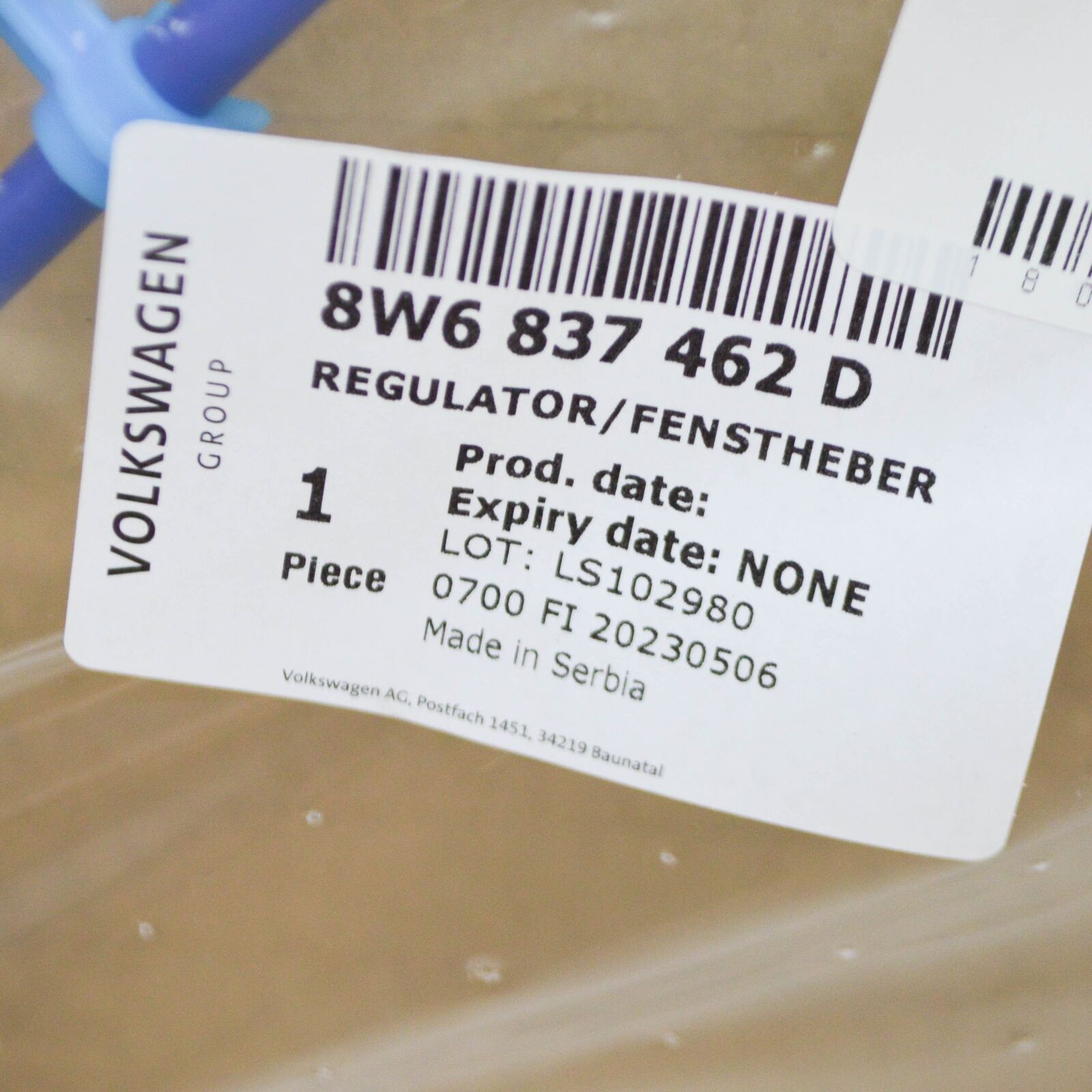 NEW AUDI A5 SPORTBACK F5 FRONT RIGHT DOOR WINDOW REGULATOR 8W6837462D ORIGINAL 7 NEW AUDI A5 SPORTBACK F5 FRONT RIGHT DOOR WINDOW REGULATOR 8W6837462D ORIGINAL - Image 7