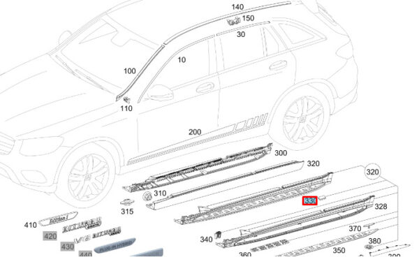 NEW MERCEDES-BENZ GLC COUPE C253 RIGHT TRIM STEP TRIM A2536982200 ORIGINAL - Image 7