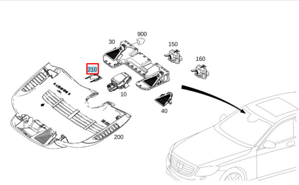 NEW MERCEDES-BENZ S W222 INTERIOR MIRROR BASE COVER TRIM A22281100009051 - Image 7