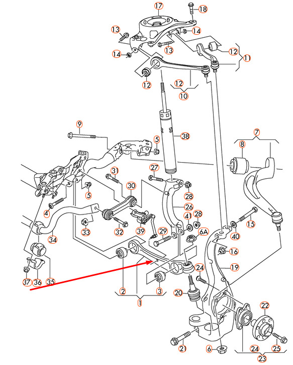 NEW AUDI A4 B8 FRONT RIGHT LOWER CONTROL ARM 8K0407152D ORIGINAL 6 NEW AUDI A4 B8 FRONT RIGHT LOWER CONTROL ARM 8K0407152D ORIGINAL - Image 6
