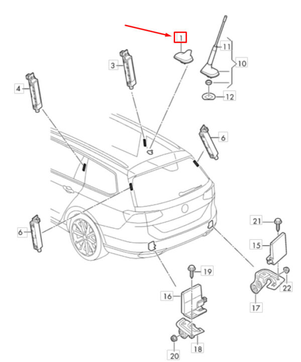 NEW VOLKSWAGEN GOLF ESTATE MK8 ROOF AERIAL DUMMY 5WA035507041 - Image 9
