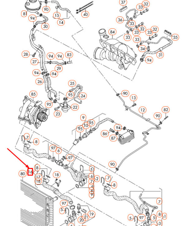 NEW VOLKSWAGEN CC RADIATOR LOWER COOLANT HOSE 3C0122051BQ ORIGINAL - Image 7