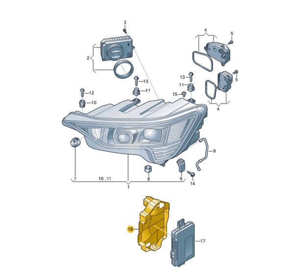 NEW AUDI E-TRON SPORTBACK FRONT HEADLIGHT CONTROL BRACKET 4KE907732 ORIGINAL - Image 7