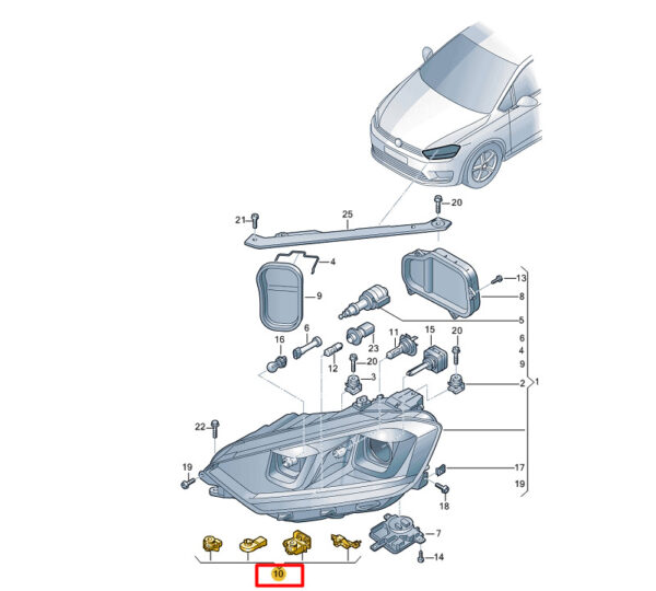 NEW VW GOLF SPORTSVAN AM1 LEFT HEADLIGHT BRACKET MOUNT REPAIR 510998225A - Image 7