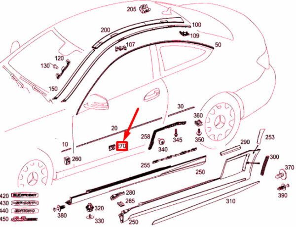 NEW MERCEDES-BENZ C COUPE C204 FRONT DOOR SILL MOUNTING CLIP A0019913271 - Image 7