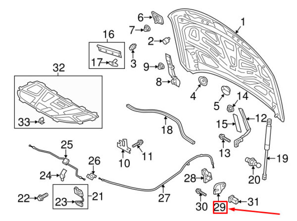 NEW AUDI A4 AVANT B8 FRONT HOOD RELEASE LEVER BRACKET LHD 8T1823633B ORIGINAL - Image 7