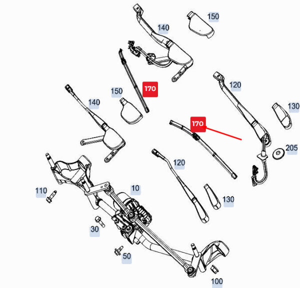 NEW MERCEDES-BENZ GLE W167 FRONT WIPER BLADE SET A1678209301 ORIGINAL - Image 7