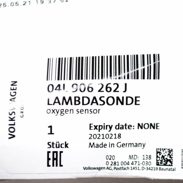 NEW VOLKSWAGEN PASSAT B8 3G2 LAMBDA EXHAUST OXYGEN SENSOR 04L906262J ORIGINAL - Image 7