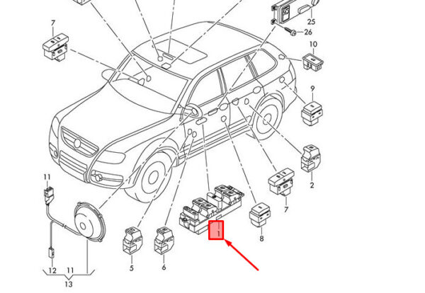 NEW VW TOUAREG 7L6 MAIN SWITCH FOR WINDOWS 7L6959857D 3X1 - Image 9