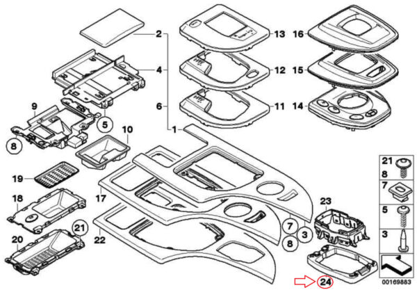NEW BMW 5 E60 CIC IDRIVE CONTROLLER SWITCH FRAME BRACKET 51169155987 ORIGINAL - Image 7