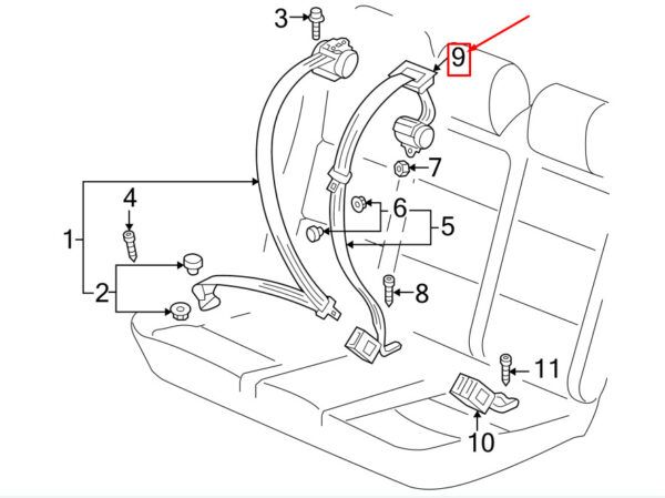 NEW VW GOLF VI 5K MK6 REAR SEAT BELT GUIDE 1K0857781B71N ORIGINAL - Image 7