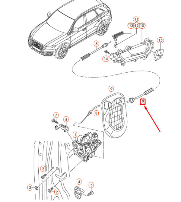NEW AUDI Q5 8R REAR DOOR BOWDEN CABLE 8R0839085B ORIGINAL - Image 7