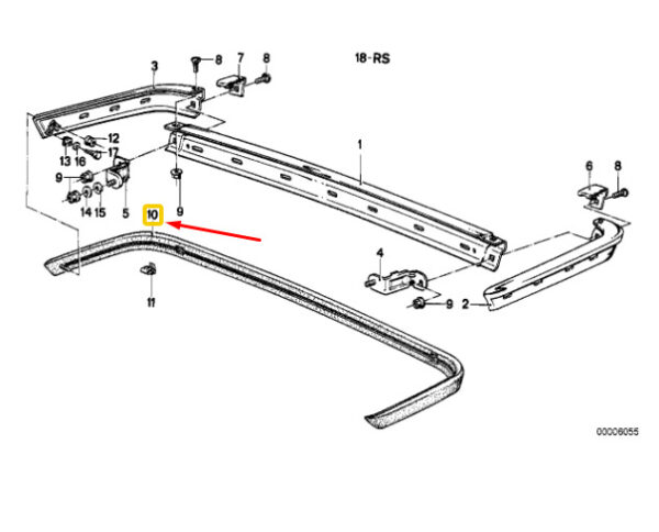 NEW BMW 5 E28 EUROPEAN REAR BUMPER PROTECTIVE MOULDING 51121867615 - Image 9