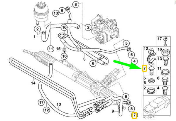NEW BMW 3 E46 POWER STEERING HOSE HOLLOW BOLT 32416852470 ORIGINAL - Image 7