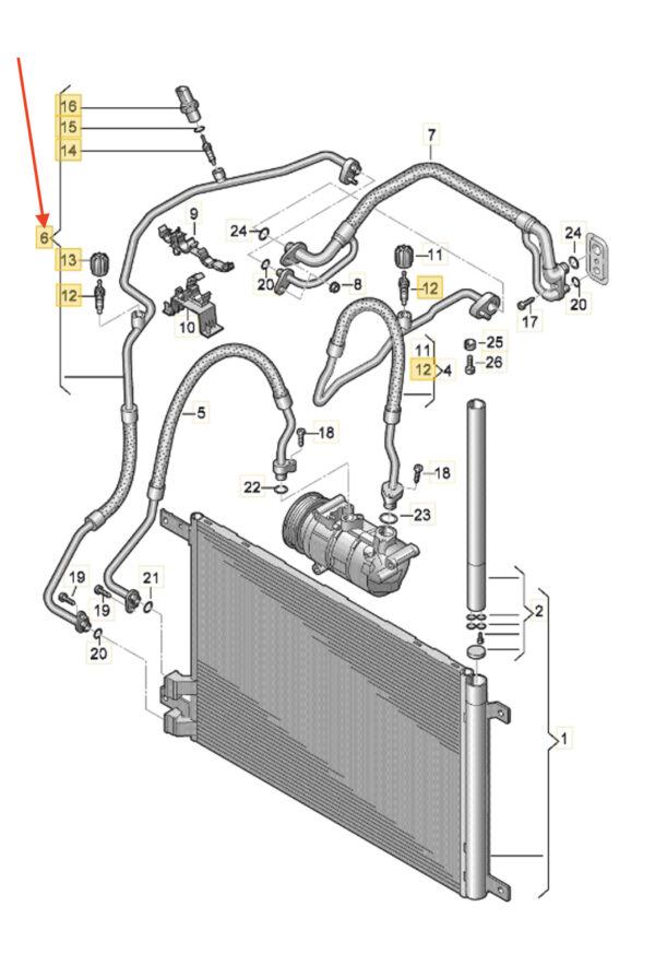 NEW AUDI A3 CABRIO 8V A/C AIR CON REFRIGERANT LINE 5Q0820741C ORIGINAL - Image 7